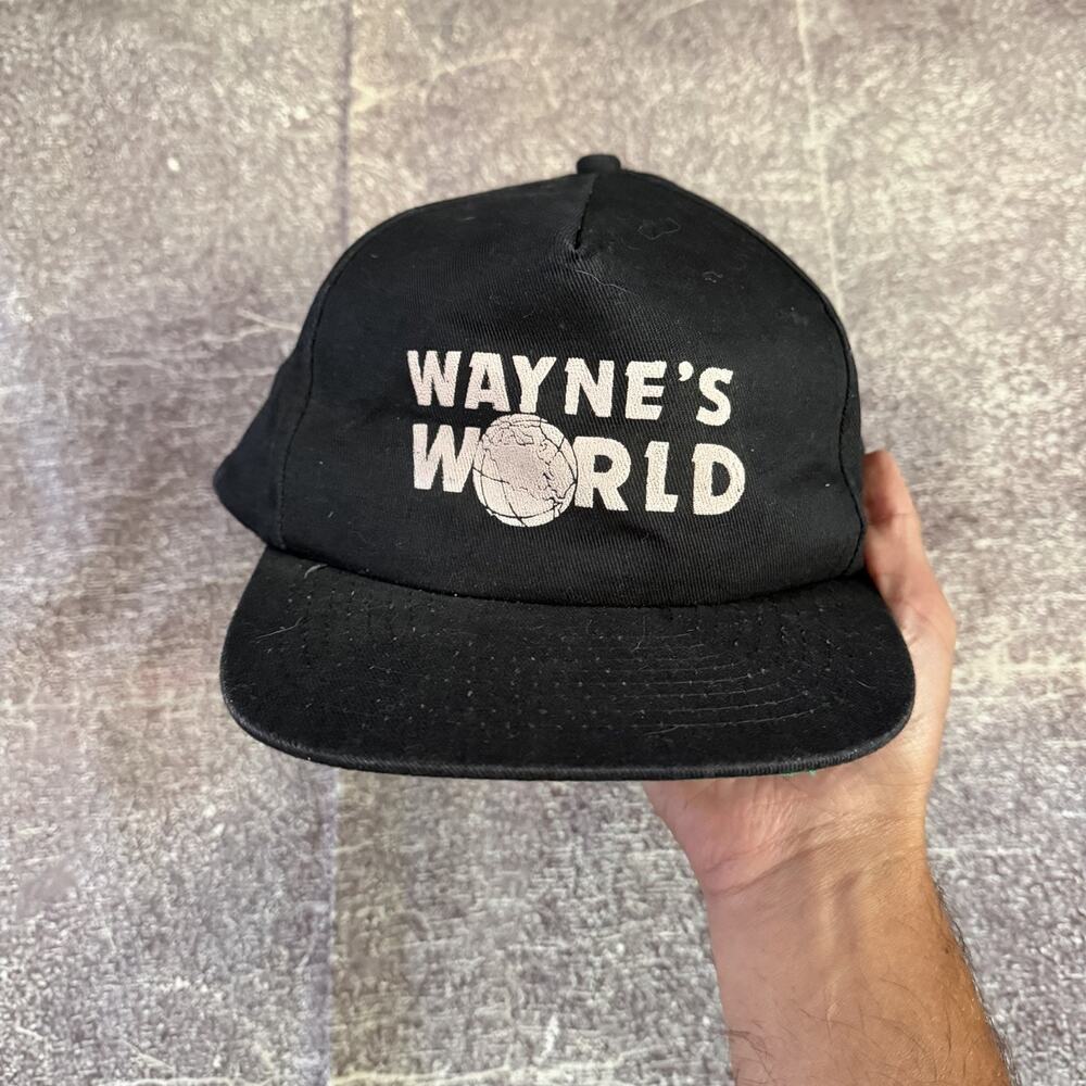 Men's Vintage 90's KC Wayne's World Paramount Movie Promo Black Snapback Hat Cap